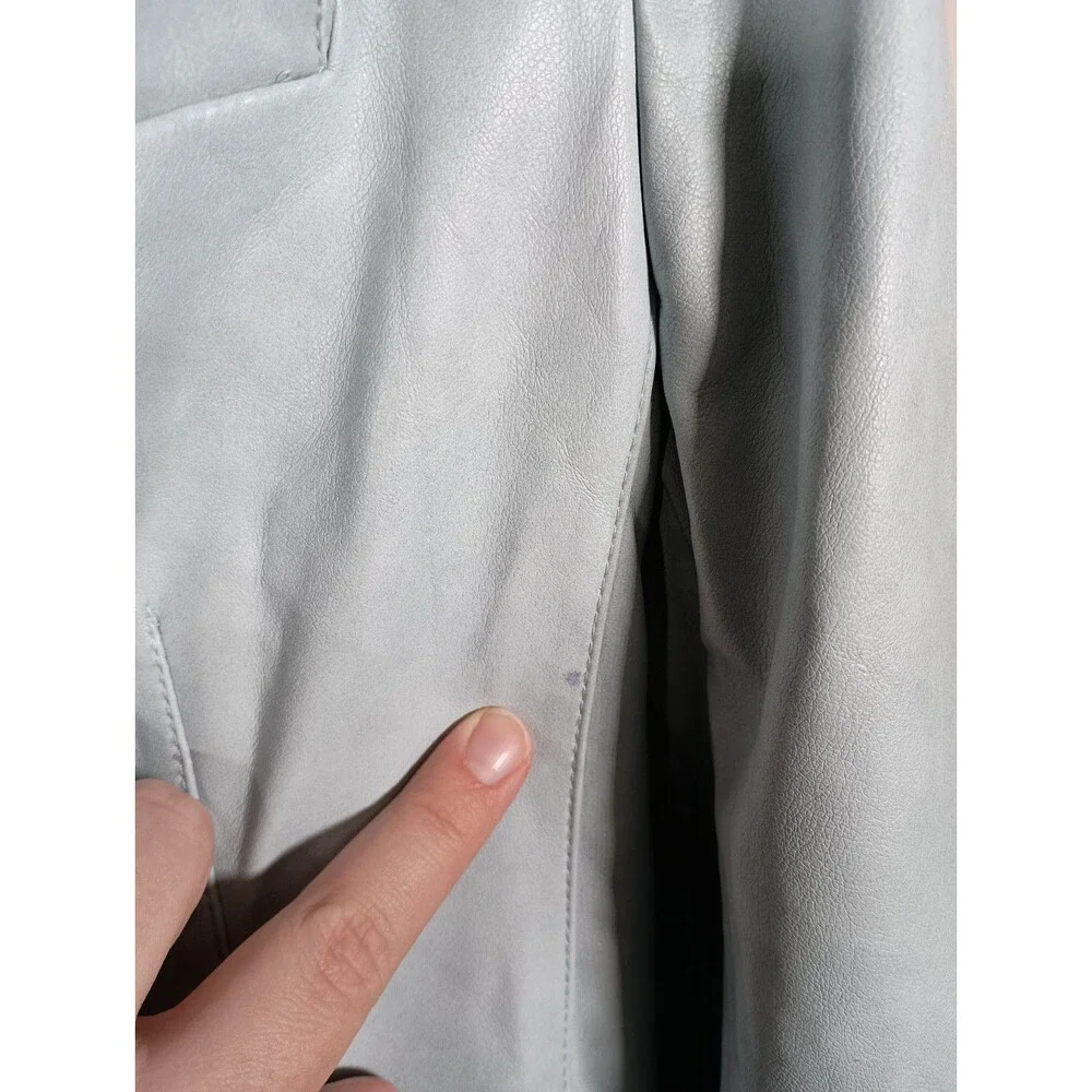 Avec Les Filles Anthropologie Pale Blue Faux Leather Jacket Women's Size Medium